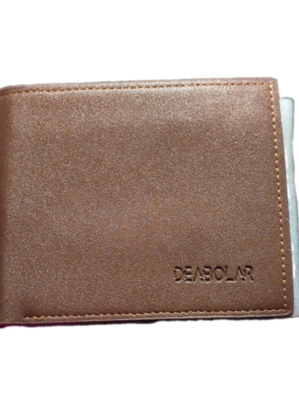 DEABOLAR Mens Brown PU Leather Slim Bifold Wallet Credit Card Holder Organizer